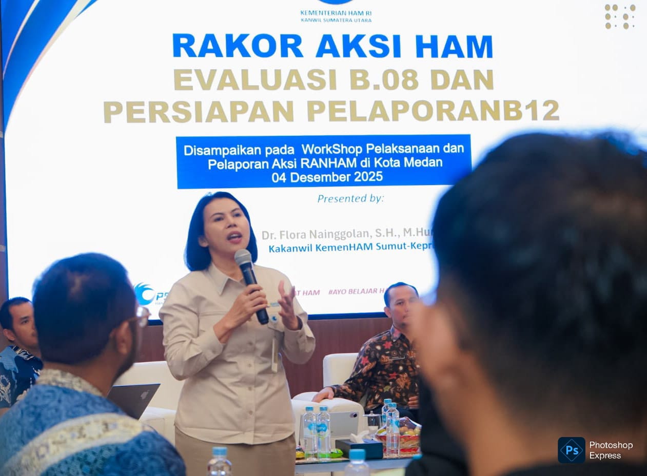 Kegiatan workshop pelaksanaan pelaporan aksi RANHAM di Balaikota. (Kominfo Medan Dok)